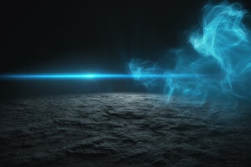 Glowing blue energy over textured ground abstract background