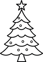 Simple christmas tree line art vector illustration