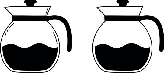 Coffee pot icons morning brew cafe service