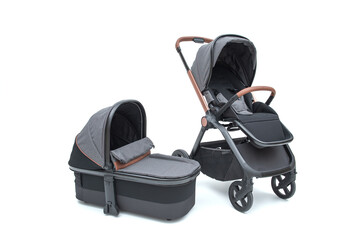 Lightweight, modern stroller for babies and kids, on a white background, perfect for strolling.