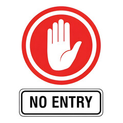 Fototapeta premium Illustration of no entry sign with a red circle and white hand symbol isolated on transparent background