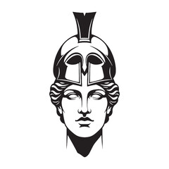 Vigilant Athena digital black form, making a strong visual impact in any design – Athena silhouette – Athena Vector – Silhouette of Athena – Greek goddess silhouette

