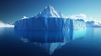 Towering icebergs floating a deep blue polar sea no human no labelling no logo