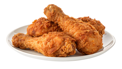 Delicious fried chicken drumsticks on a white background, perfect as a snack or appetizer