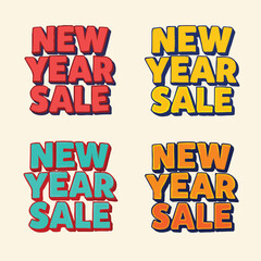 Bold New Year Sale 3D Text for Promotional Advertising, Marketing Campaigns, and Seasonal Discounts