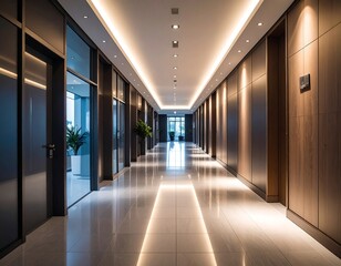 Modern office hallway