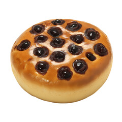 Round small cupcake with raisins. Isolated on transparent background.