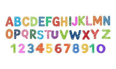 A clean and scalable vector illustration of the English uppercase alphabet (A–Z) and numbers (0–9),hand-drawn sketch style, easily editable.