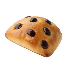 Round small cupcake with raisins. Isolated on transparent background.
