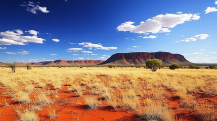 Towering sandstone formations a bright red desert no human no labelling no logo