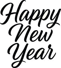 Elegant Happy New Year Handwritten Typography Greeting for Festive Celebrations and Invitations