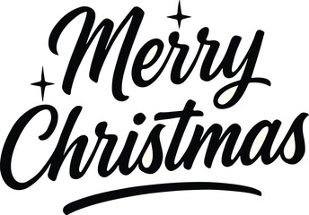Merry Christmas Black Script Typography on Cream Background – Festive Greeting Design