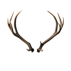 Elegant Gold Deer Antlers Isolated on Transparent Background