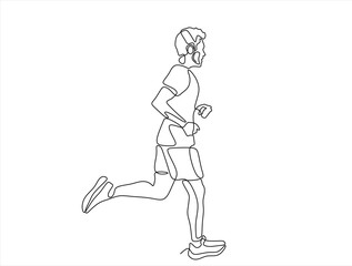 Fototapeta premium man Runner One Line Drawing. Running Abstract Minimal Drawing. Continuous One Line Woman Run Sport Illustration. Hand drawn one line vector. Editable stroke 