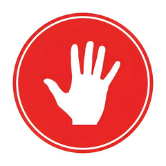 Obraz premium Illustration of white hand symbol in a red circle indicating stop or prohibition isolated on transparent background