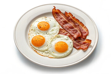 fried eggs with bacon, breakfast 