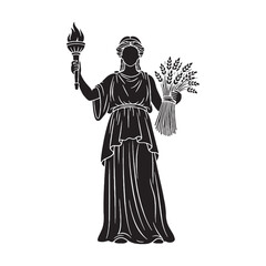 Modern Demeter digital black silhouette, featuring clean, contemporary design lines – Demeter silhouette – Demeter Vector – Silhouette of Demeter – Greek goddess silhouette

