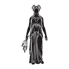 Essential Demeter digital black graphic, a powerful tool for various endeavors &ndash; Demeter silhouette &ndash; Demeter Vector &ndash; Silhouette of Demeter &ndash; Greek goddess illustration

