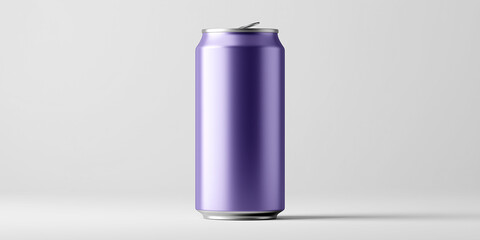 Blank purple 300ml aluminum can on a light background, perfect for branding or product mockup.