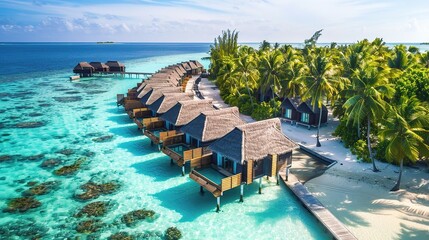 Breathtaking view of the Maldives, an idyllic island nation in the Indian Ocean. This image showcases its stunning white - sand beaches, crystal - clear turquoise waters, swaying palm trees