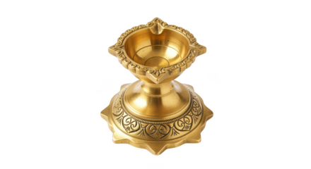Golden Oil Lamp: A detailed view of a traditional golden oil lamp with intricate patterns, exuding a sense of warmth and culture.