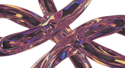 Abstract Organic Fluid Shapes Intertwined with Psychedelic Color Reflections and Light Refractions