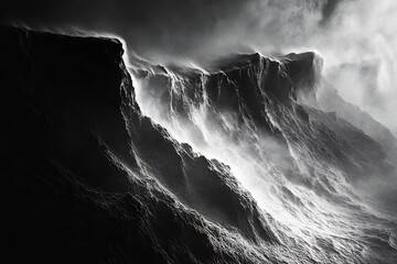 Windswept coastal cliffs battered roaring ocean waves no human no labelling no logo