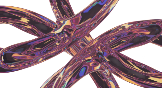 Abstract Organic Fluid Shapes Intertwined with Psychedelic Color Reflections and Light Refractions