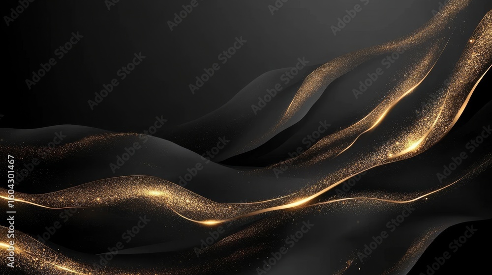 Aufkleber stunning elegant black and gold abstract background with dynamic wave patterns and light effects