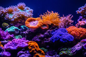 Vibrant coral reef scene colorful underwater landscapes no human no labelling no logo