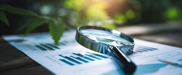 The magnifying glass enhancing data analysis on a statistical report