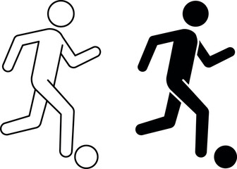 Soccer player icon black white action silhouette