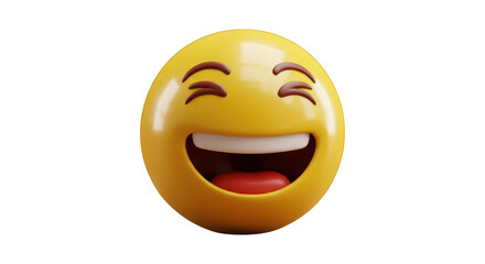 Joyful smiley face emoji with closed eyes open mouth and laughing expression
