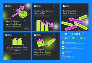 Social media carousel post template. Business Instagram and facebook square post template. Instagram tips post collection tutorial, tip, trick, quick tips, layout template design, modern, gradient