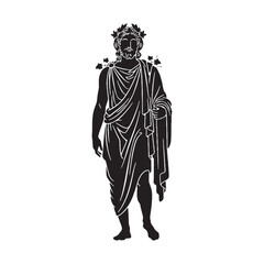 Bacchic Dionysus digital black silhouette, rendered perfectly for clarity and appeal – Dionysus silhouette – Dionysus Vector – Silhouette of Dionysus – Greek god silhouette

