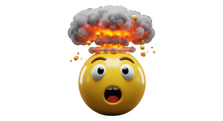 Shocked emoji with exploding head and mushroom cloud of smoke