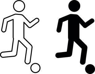 Soccer player icon silhouette outline action