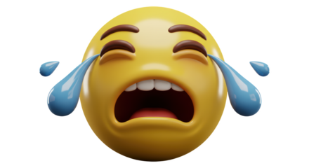 Extreme Joyful Crying Emoji Face with Tears of Laughter Expressing Intense Happiness