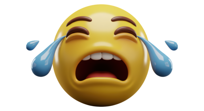 Extreme Joyful Crying Emoji Face with Tears of Laughter Expressing Intense Happiness