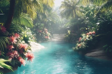 Vibrant oasis the heart of an endless desert no human no labelling no logo