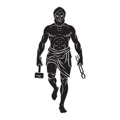 Lame Hephaestus digital black silhouette, showcasing his distinctive and resilient form – Hephaestus silhouette – Hephaestus Vector – Silhouette of Hephaestus – Greek god vector

