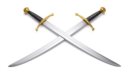 Two swords crossed against a white background