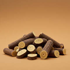 Cookies on a white background, Pile of dried kava kava roots on white background., this natural herbal planOrganic Dried Licorice Root Slices for Herbal Use, cinnamon sticks on wooden background