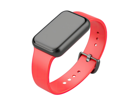 Sporty Fitness Tracker Wristband with Digital Display and Adjustable Strap Isolated on White Background