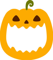 カボチャの顔フレーム　暗い目のジャックオランタンのハロウィーンイラスト