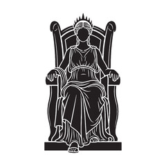 Graceful Hera digital black graphic, a high-quality asset for all digital creations – Hera silhouette – Hera Vector – Silhouette of Hera – Greek goddess silhouette

