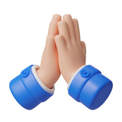 3D Namaste Hand Gesture Modern Digital Illustration