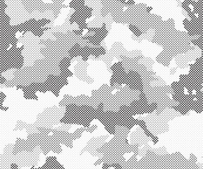 Abstract halftone background. Military camouflage effect dot seamless pattern texture. Dotted background as design element.	
