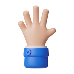 3D Open Palm Hand Gesture Modern Digital Illustration