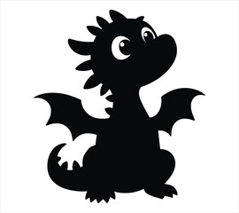 Cute Mythical Baby Dragon Silhouette